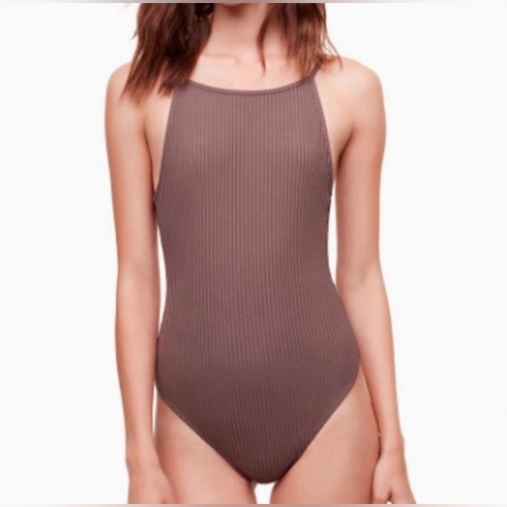 NWOT  Wilfred Annecy‎ Ribbed Brown Bodysuit, Size XS